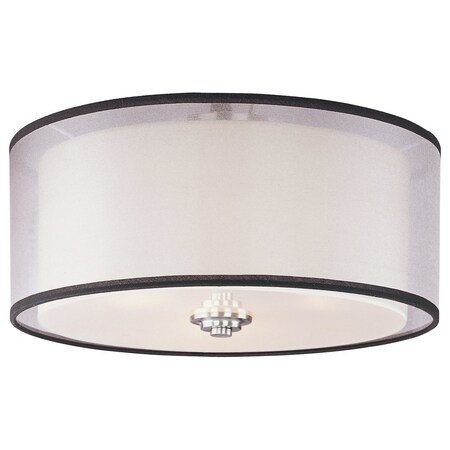 Maxim Three Light Satin Nickel Satin White Glass Drum Shade Flush Mount 23031SWSN